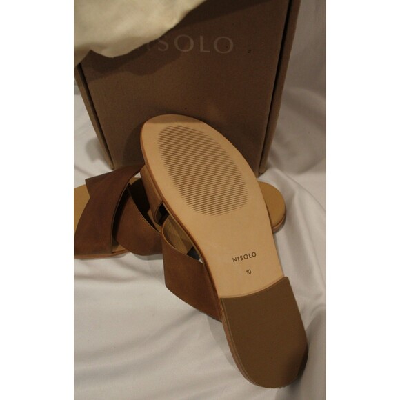 Nisolo Men's Dante Criss Cross Leather Slide Slip On Sandals Tabacco Casual 12 - Picture 4 of 4